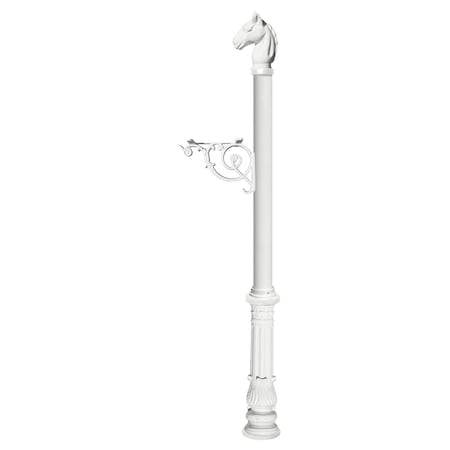 Qualarc Post w/support bracket, decorative ornate base and horsehead finial LPST-701-WHT